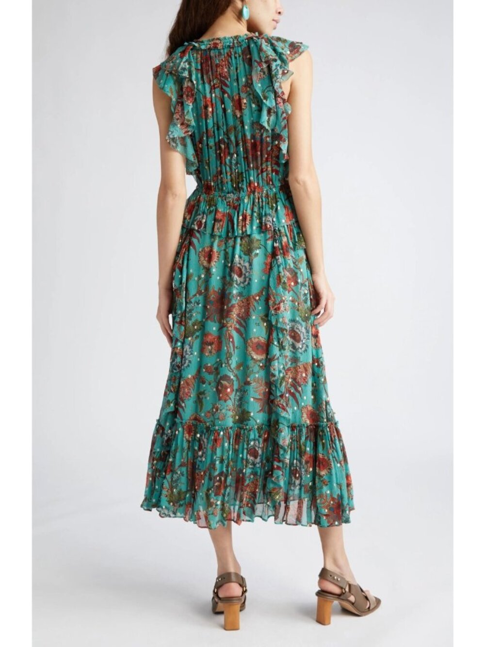 Ulla Johnson Adrienne Women's Floral Silk Blend Midi Dress Garden Bloom Size 10 - Picture 2 of 6